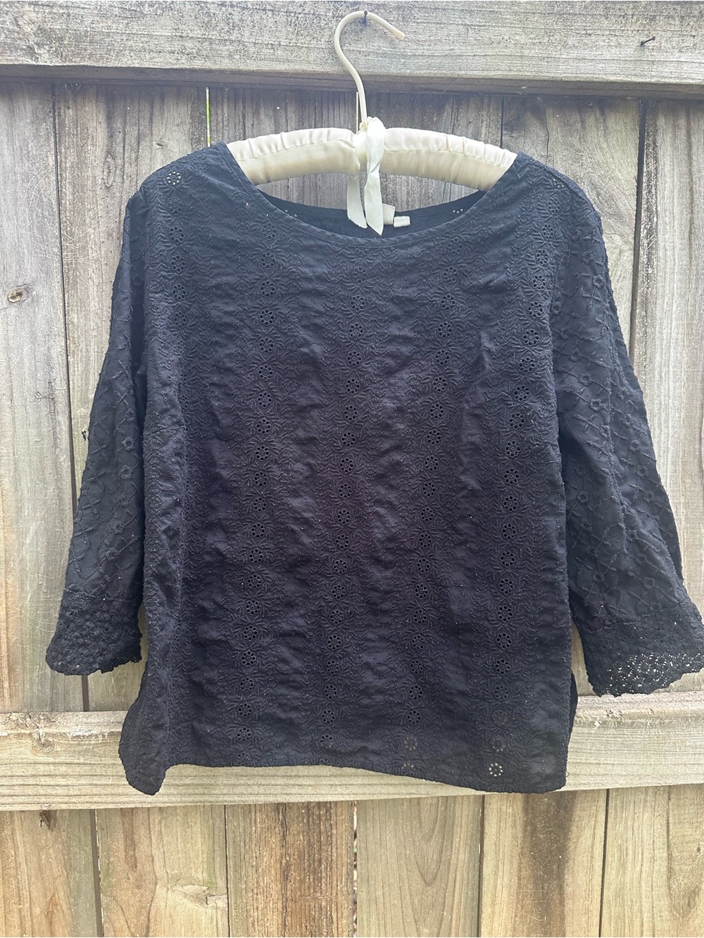 Gap cotton black eyelet blouse